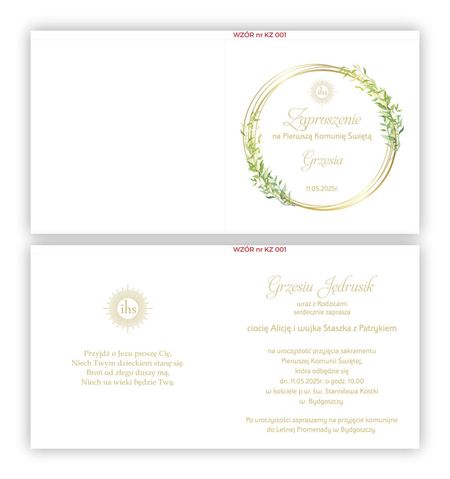 ZAPROSZENIA na Komunie